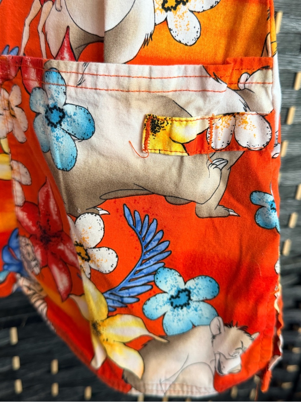 Disney Orange Floral & Jungle Character Short Sleeve Scrub Top - Picture 3 of 5